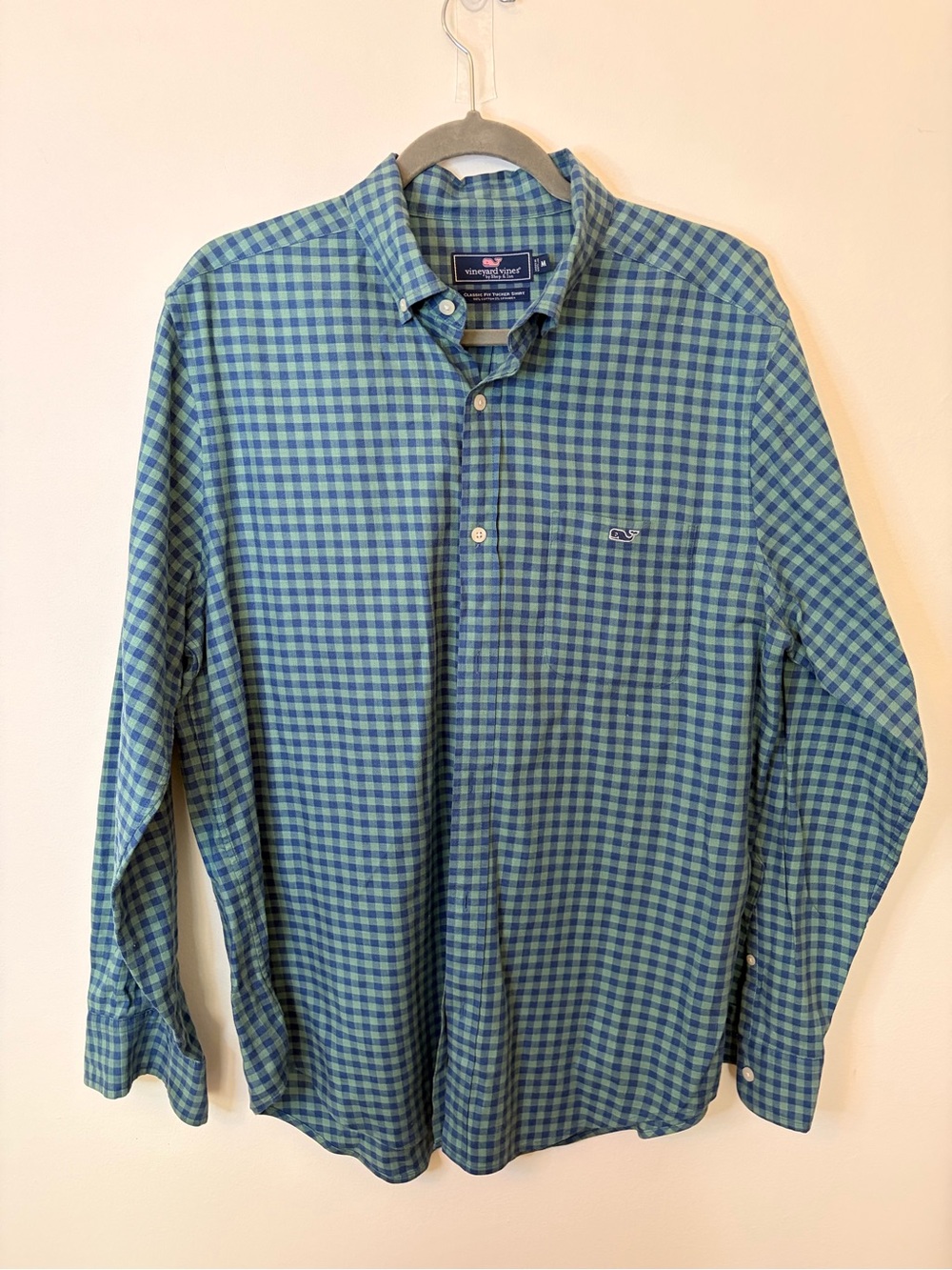 Vineyard Vines Green and Blue Gingham Button-Down Shirt